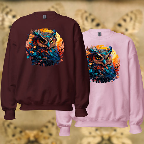Vibrant Owl Crewneck Sweatshirt-Unisex