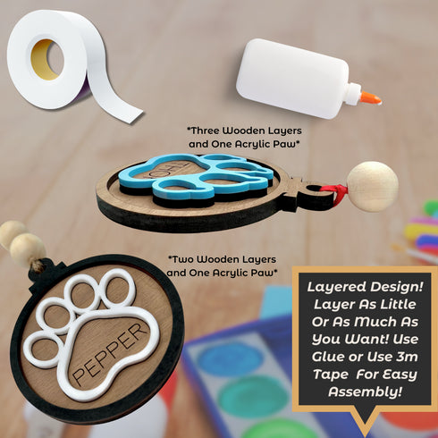 Personalized Paw Print Christmas Ornaments SVG File-For Laser Engraving