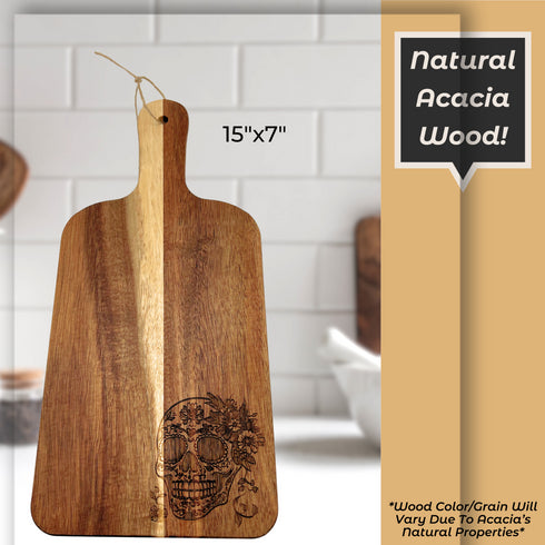 Dia De Los Muertos Skull Hanging Paddle Cutting Board-Laser Engraved