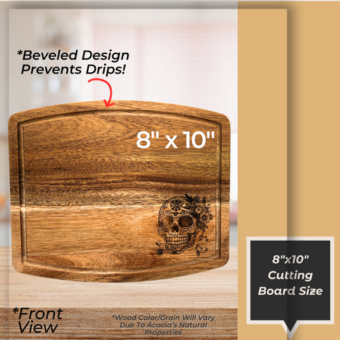 Dia De Los Muertos Skull Hanging Cutting Board with Beveled Edge-Laser Engraved