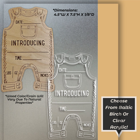 DIY Personalized Birth Announcement Baby Bodysuit Sign-Laser Engraved
