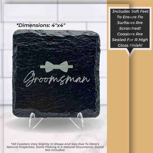 Personalized Slate Coasters Groomsman Gift-Laser Engraved