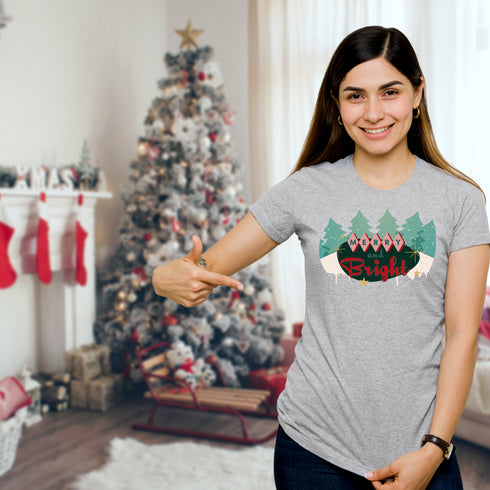 Merry and Bright Retro Christmas Crewneck T-Shirt-Unisex