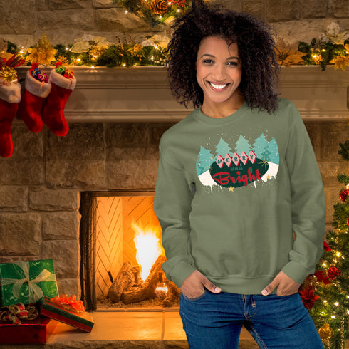 Merry and Bright Retro Christmas Crewneck Sweatshirt-Unisex
