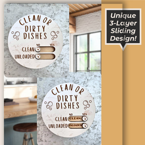 Sliding Clean Dirty Dishwasher Magnet SVG-For Laser Engraving