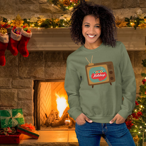 Retro TV Nostalgic Festive Sweatshirt-Unisex