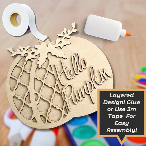 Hello Pumpkin Fall Door Hanger SVG File-For Laser Engraving