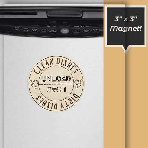 Clean Dirty Dishwasher Wooden Magnet-Laser Engraved