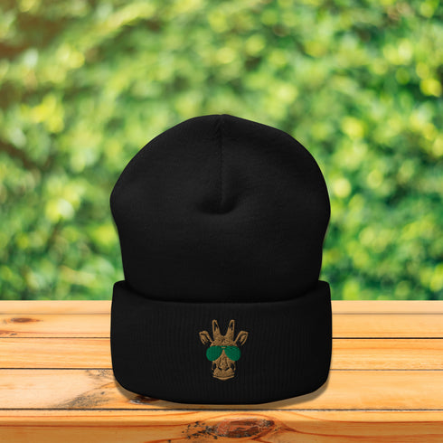 Giraffe Embroidered Cuffed Beanie-Unisex