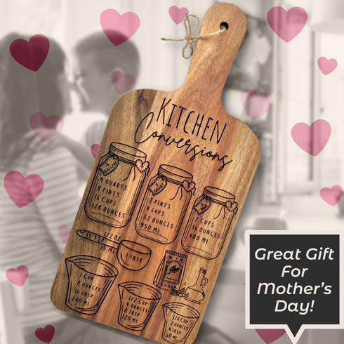 Kitchen Conversions Decorative Paddle Cutting Board SVG File-For Laser Engraving