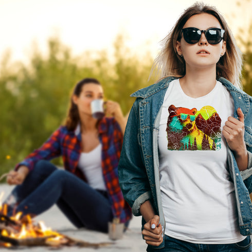 Bear in the Mountains Retro Style Crewneck T-Shirt-Unisex