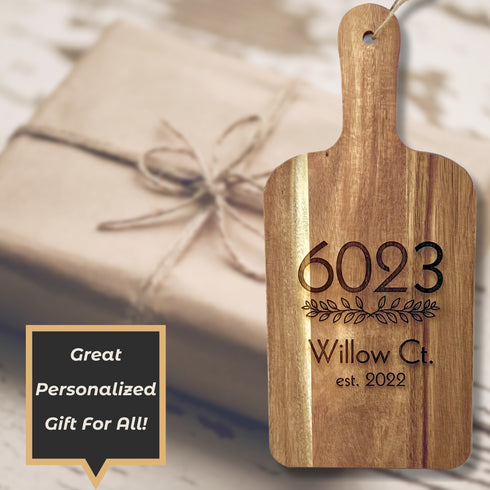 Personalized Home Address Paddle Cutting Board-Laser Engraved