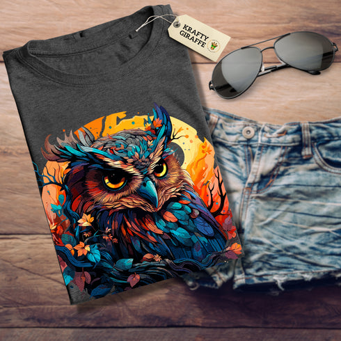 Vibrant Owl Crewneck T-Shirt-Unisex