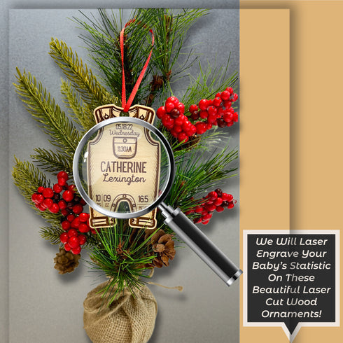 Personalized Newborn Baby Statistics First Christmas Ornament-Laser Engraved