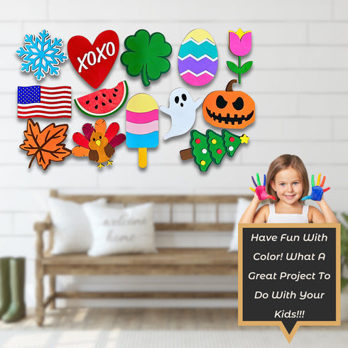 Interchangeable Welcome Door Hanger SVG Bundle-13 Seasonal Attachments-For Laser Engraving