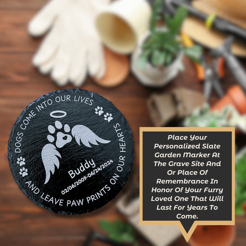 Slate Round Pet Grave Markers-Laser Engraved