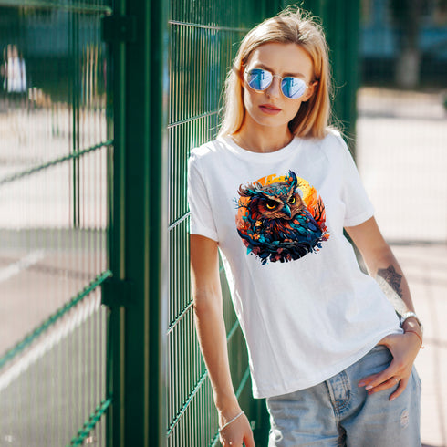 Vibrant Owl Crewneck T-Shirt-Unisex