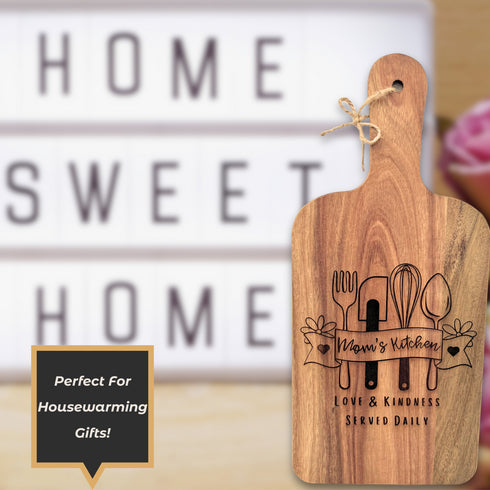 Mom's Kitchen Decorative Paddle Cutting Board SVG File-For Laser Engraving