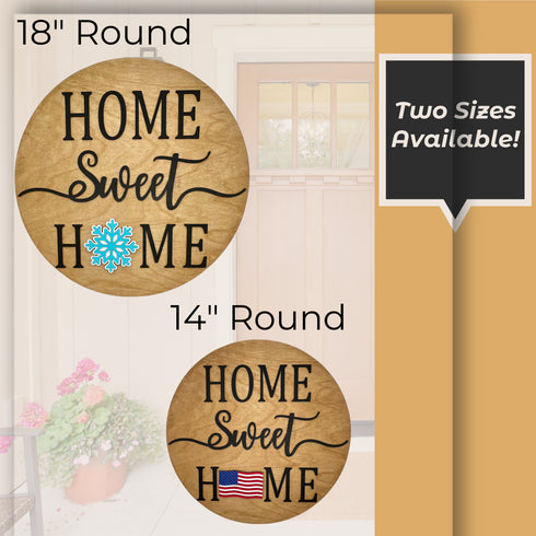 Home Sweet Home Interchangeable Wood Round Door Hanger-2 Sizes-13 Attachements Included