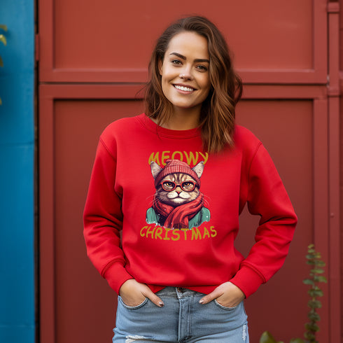 Funny Cat Christmas Sweatshirt-Unisex