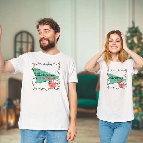 Christmas is in the Air Retro Christmas Crewneck T-Shirt-Unisex