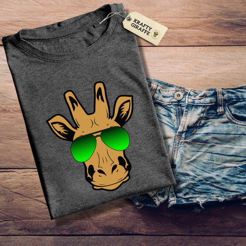 Giraffe with Sunglasses Crewneck T-Shirt-Unisex