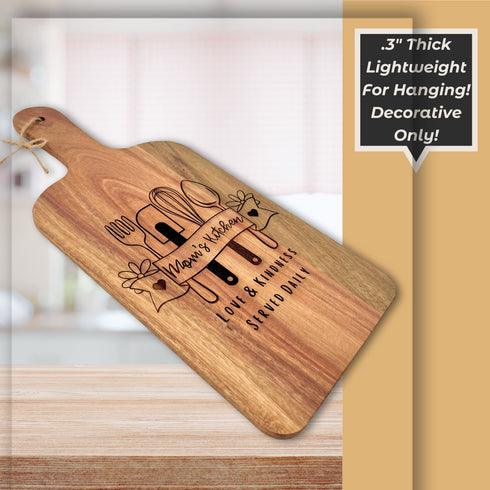 Mom's Kitchen Decorative Paddle Cutting Board-Laser Engraved