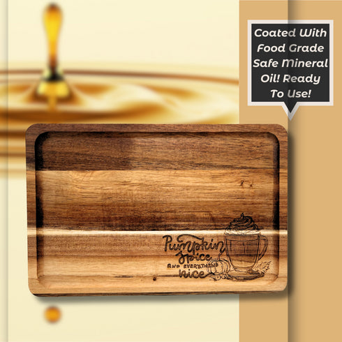 Pumpkin Spice & Everything Nice Wood Serving Tray-Laser Engraved