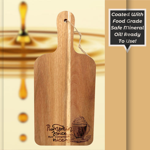 Pumpkin Spice & Everything Nice Paddle Cutting Board-Laser Engraved
