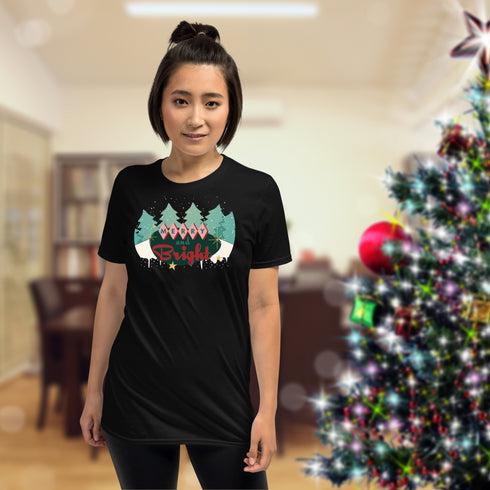 Merry and Bright Retro Christmas Crewneck T-Shirt-Unisex