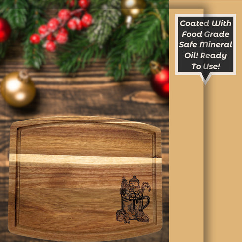 Snowman Hot Cocoa Cutting Board with Beveled Edge-Laser Engraved