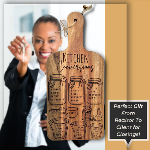 Kitchen Conversions Decorative Paddle Cutting Board SVG File-For Laser Engraving