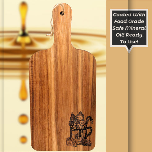 Snowman Hot Cocoa Paddle Cutting Board-Laser Engraved