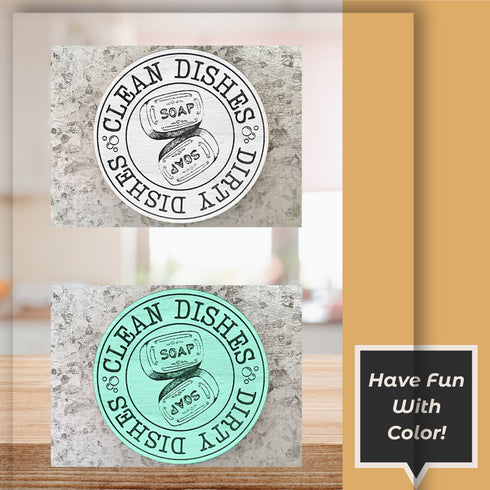 Clean Dirty Dishwasher Magnet Vintage Soap Graphic SVG File-For Laser Engraving