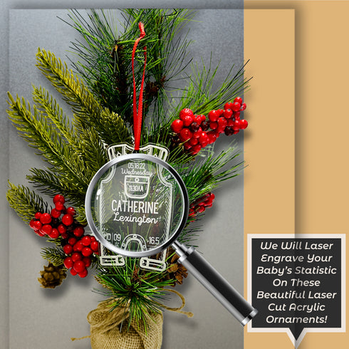 Personalized Newborn Baby Statistics First Christmas Ornament-Laser Engraved