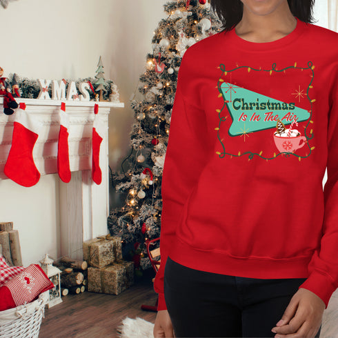 Christmas is in the Air Retro Christmas Crewneck Sweatshirt-Unisex
