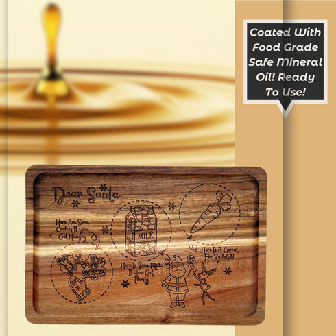 Santa's Cookies & Milk Wood Serving Tray-Laser Engraved