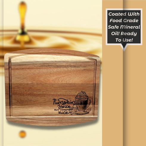 Pumpkin Spice & Everything Nice Cutting Board with Beveled Edge-Laser Engraved