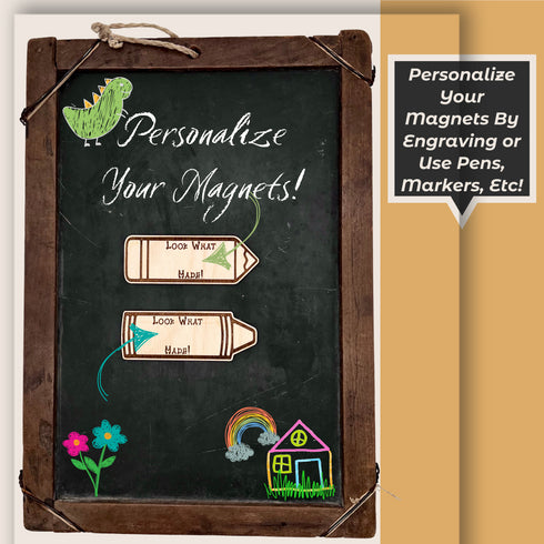 Personalized Pencil & Crayon Children's Magnet For Art Display SVG File-For Laser Engraving