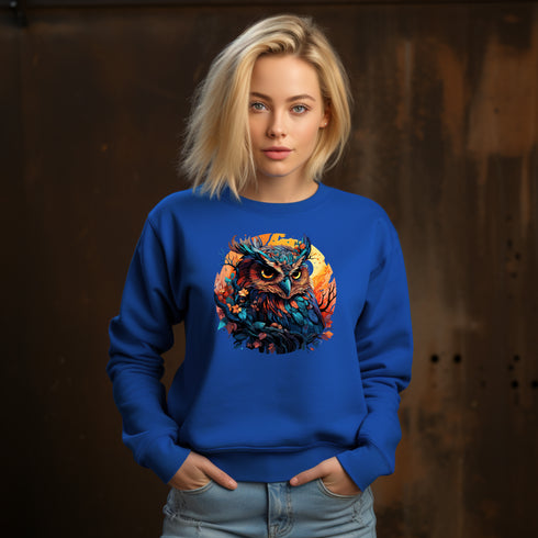 Vibrant Owl Crewneck Sweatshirt-Unisex