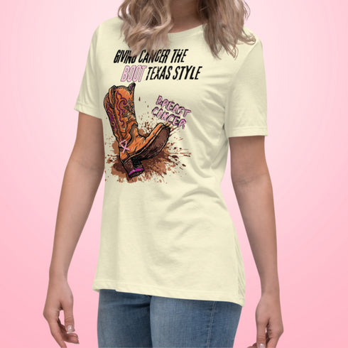 Breast Cancer T-Shirt-Giving Cancer the Boot Texas Style