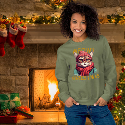 Funny Cat Christmas Sweatshirt-Unisex