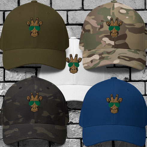 Giraffe Embroidered Flexfit Hat-Unisex
