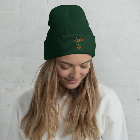 Giraffe Embroidered Cuffed Beanie-Unisex