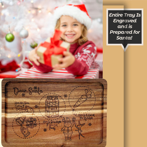 Santa's Cookies & Milk Wood Serving Tray-Laser Engraved