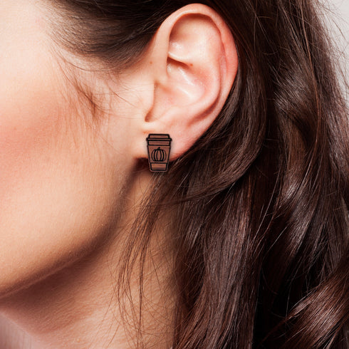 Fall Pumpkin Spice Wooden Stud Earrings-Laser Engraved