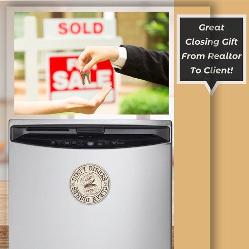 Clean Dirty Dishwasher Wooden Magnet With Vintage Soap Graphic-Laser Engraved