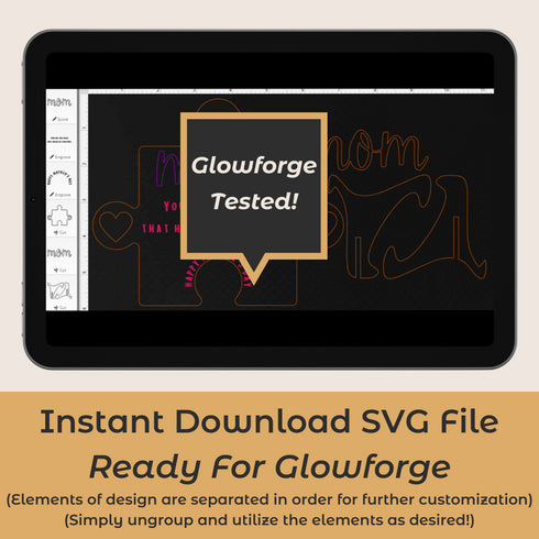 Personalized Mother's Day Puzzle Piece SVG File-For Laser Engraving