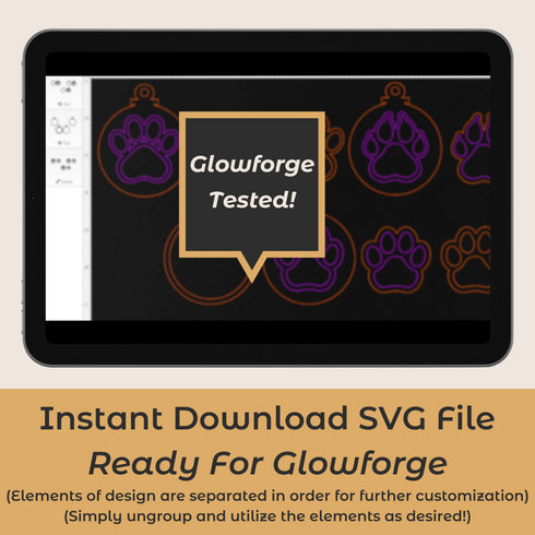Personalized Paw Print Christmas Ornaments SVG File-For Laser Engraving