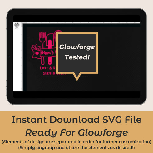 Mom's Kitchen Decorative Paddle Cutting Board SVG File-For Laser Engraving